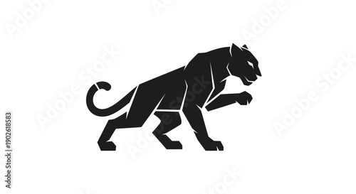 Black panther silhouette on white background