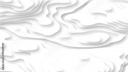 Paper cut topography relief imitation soft banner. Gray multi layers in gradient texture. Abstract papercut, topographic map, background vector illustration