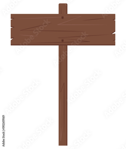 Wooden sign isolated on white background. Vector brown signpost. Element for design, text, illustration	
