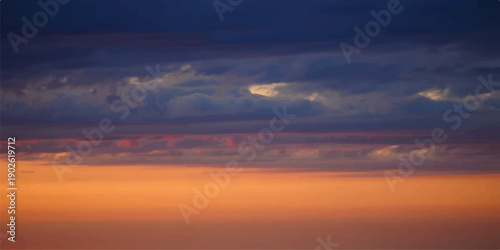 A beautiful summer sunset reflects vibrant orange and red light over the calm waters of the sea, lake, and river under a colorful evening sky