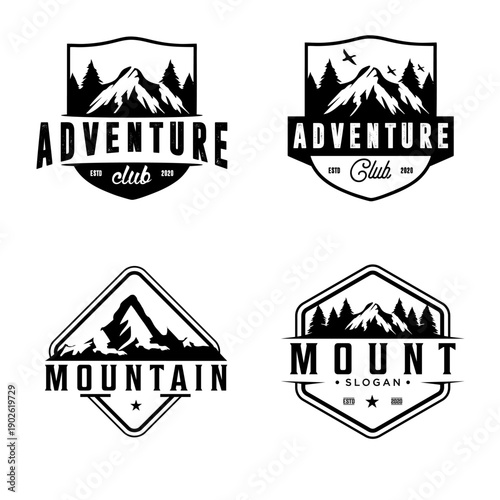 Mountain Logo Designs with Text Elements.