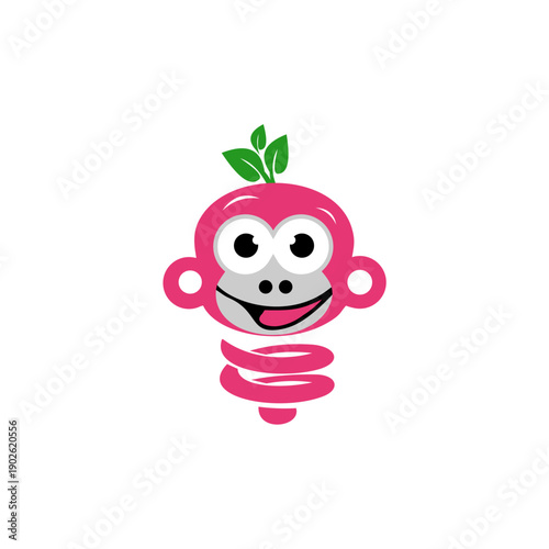 Pink Cartoon Monkey Spring Character Design.