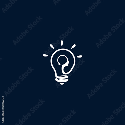 Simple White Light Bulb Icon Illustration.