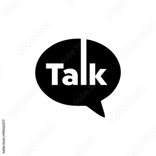 Speech Bubble with Talk Text Inside.