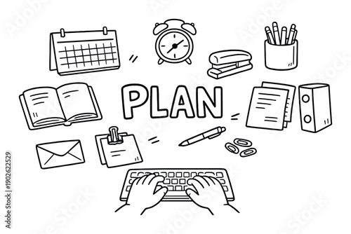 Organized workspace with planning elements