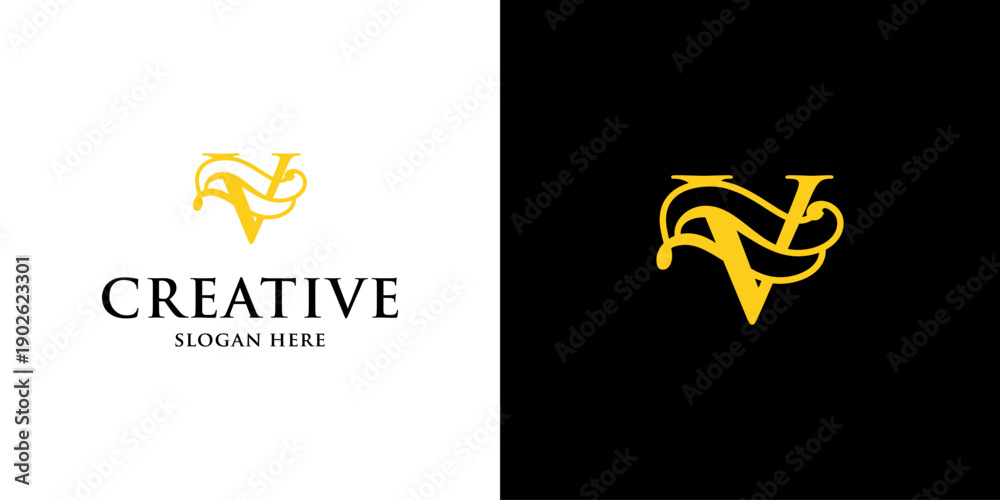 Obraz premium V wedding invitation logo design