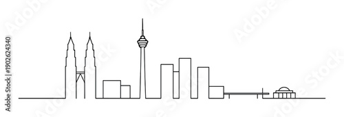 Kuala lumpur skyline silhouette featuring iconic petronas towers and kl tower