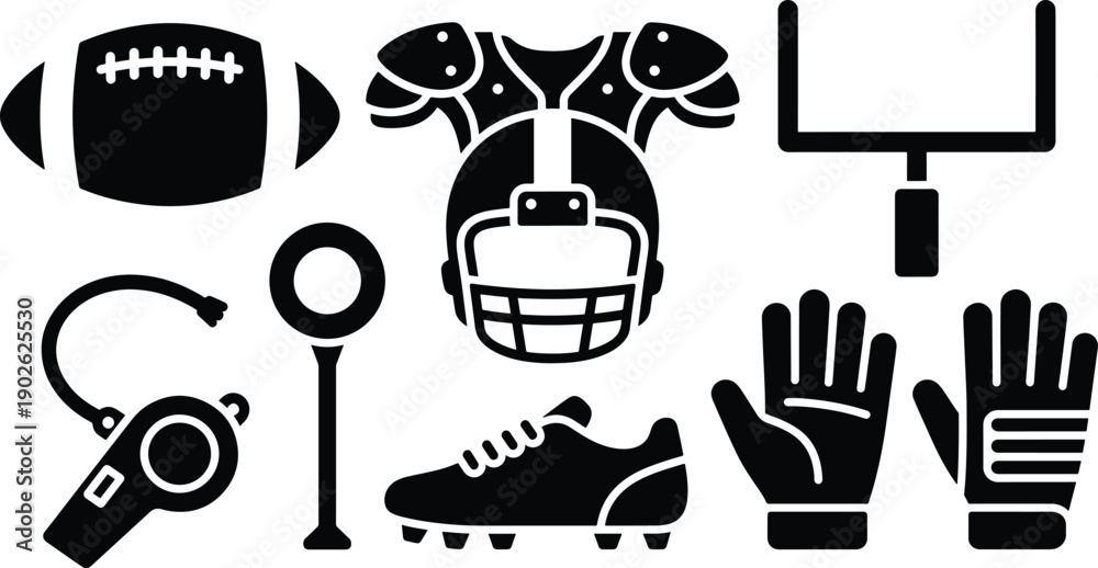 Fototapeta premium American football equipment and gear for sports teams