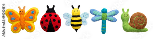 Bright felt garden bugs sticker Set.