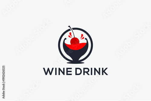 Wine Glass Logo Design Element.