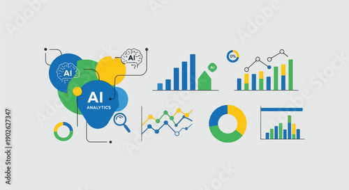 AI data analysis graphs and charts.