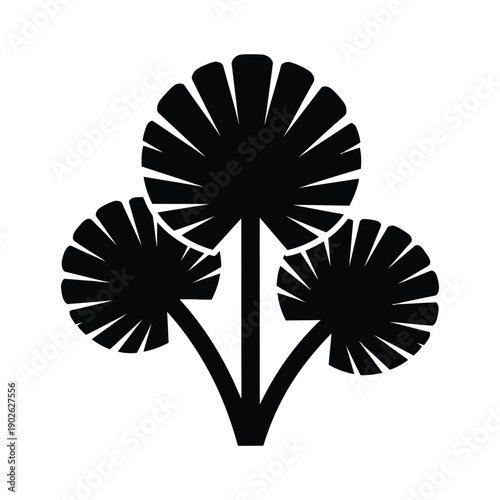 Three black dandelions on a stem