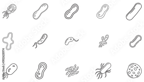 Collection of Various Microorganism Icons for Scientific and Medical Designs