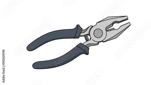 Realistic pliers with black handles on white background for toolbox and diy projects