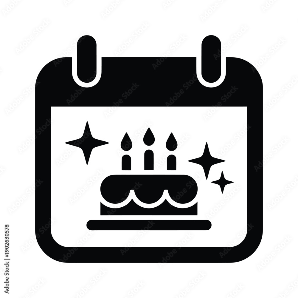Obraz premium Vector icon of a calendar with birthday cake and candles displayed