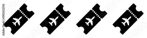 airplane ticket travel icon set