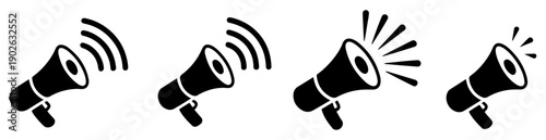 megaphone marketing announcement icon set