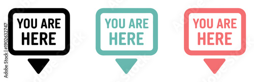 you are here map vector icon set