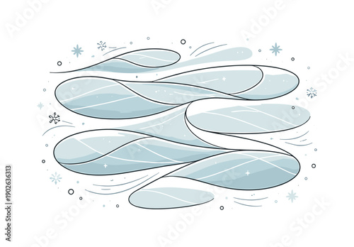 Winter ice lines. Minimal composition with fine frozen patterns inspired by lakes and puddles in cold weather. Quiet and modern seasonal