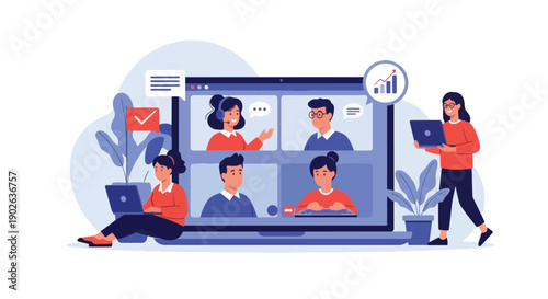 Online Meeting Remote Team Collaboration Video Conference.