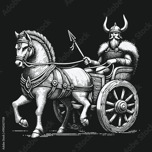 Odin Rides into Battle: A Norse Gods Chariot Journey.
