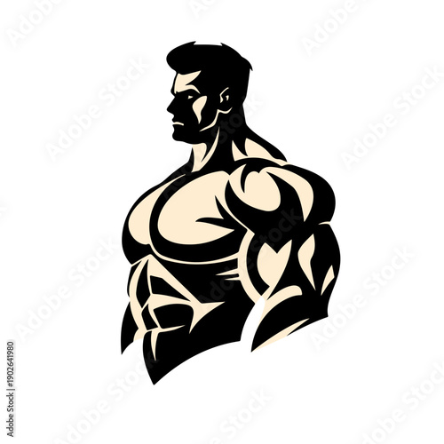 Strong muscular man with defined physique and confident expression