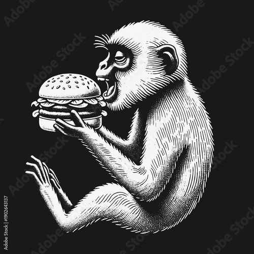 Monkeys Delight: A Burger Feast in Black and White.
