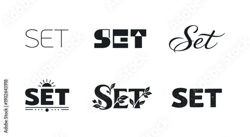 japandi style lettering. Set lettering. harmonious lettering variations of the same emblematic concept, each with different