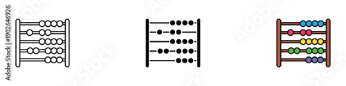 Mathematics abacus icon vector. Vintage counting tool and education calculator symbol. Vector illustration.