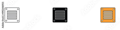 Ventilation grille and air vent icon vector. Industrial extraction and cooling system symbol. Vector illustration.