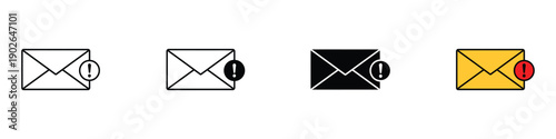 Envelope email alert icon vector. Message notification and mail warning symbol. Vector illustration.