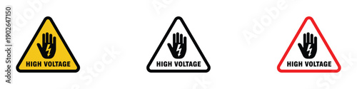 High voltage warning sign vector. Electrical hazard and danger restricted area symbol. Vector illustration.