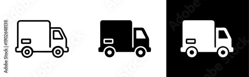Delivery Truck and Shipping Logistics Icons in Three Styles