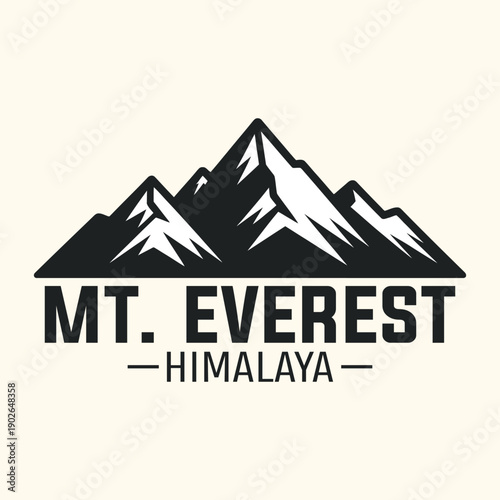 Mount Everest, Nepal Himalayas, Highest Mountain Vector Logo