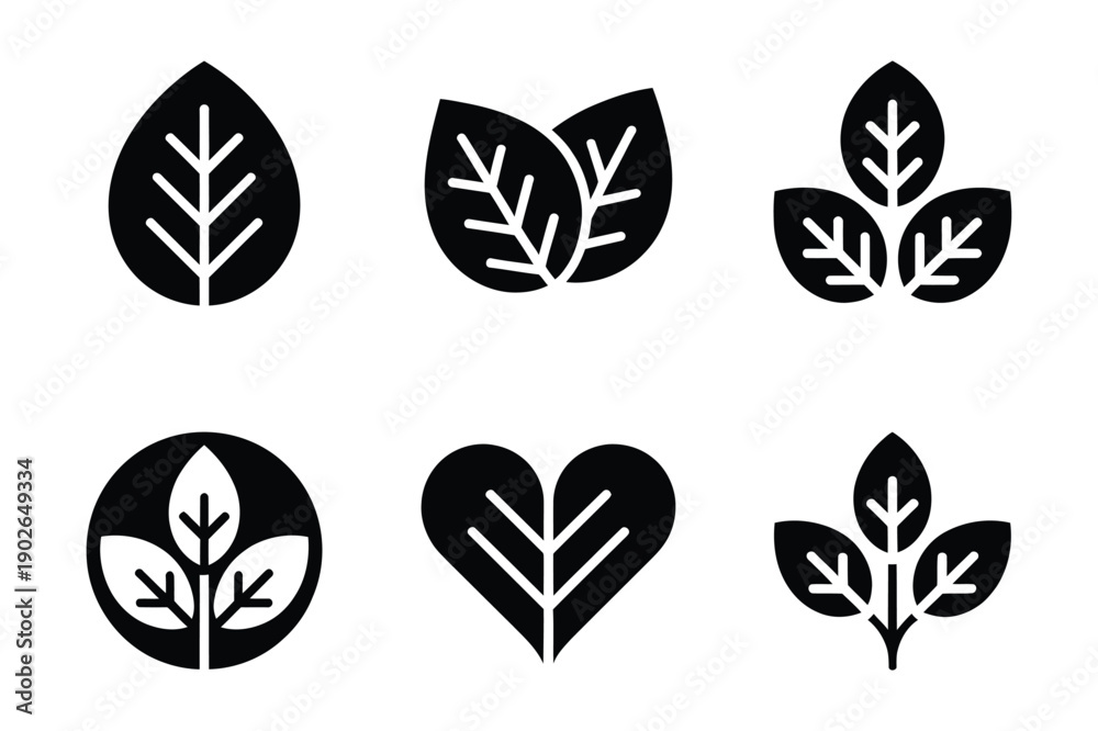 Fototapeta premium Green Leaf and Nature Icons