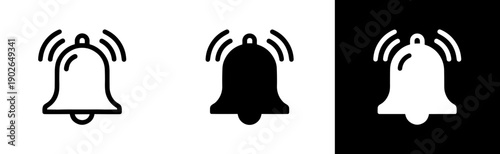 Notification Bell Icons in Line, Solid, and Inverted Decorative Styles