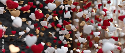 Celebrate love with red and white hearts on a dark backdrop for a special occasion and new miscellany in the center