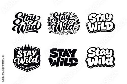 Diverse Lettering Styles. Keep going. Set lettering. harmonious lettering variations of the same emblematic concept, each with different artistic