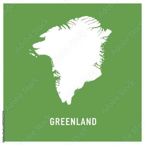 Greenland Map Outline Isolated on Bright Green Background Design