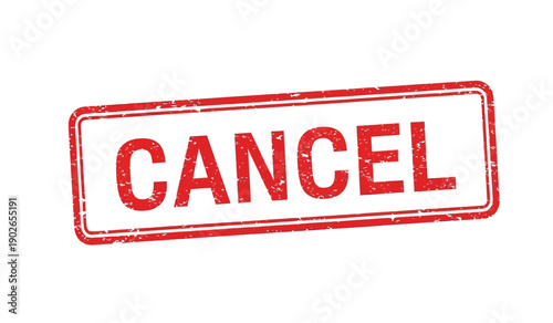 Red cancel stamp on for marking documents as rejected or invalid