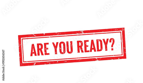 Red are you ready question mark stamp on with distressed texture