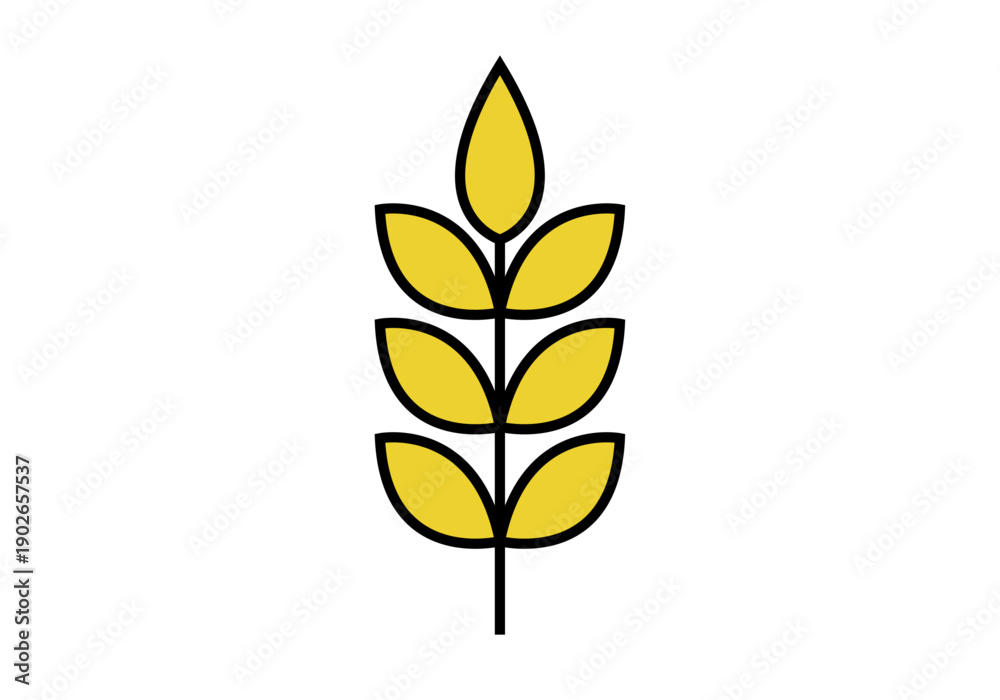 Fototapeta premium Espiga de trigo amarilla con contorno negro