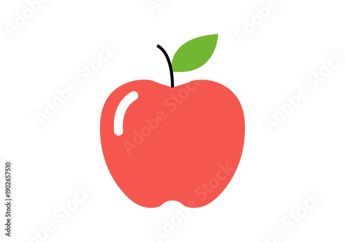 Manzana roja fresca con una hoja verde pequeña aislada 