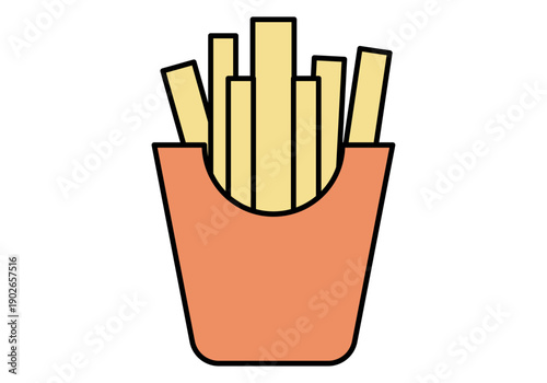 Porción de patatas fritas crujientes en un envase de cartón rojo