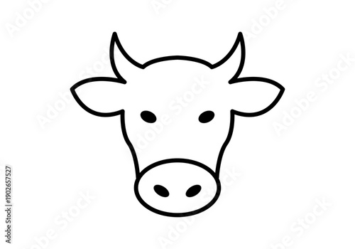 Icono de cabeza de vaca con contorno negro