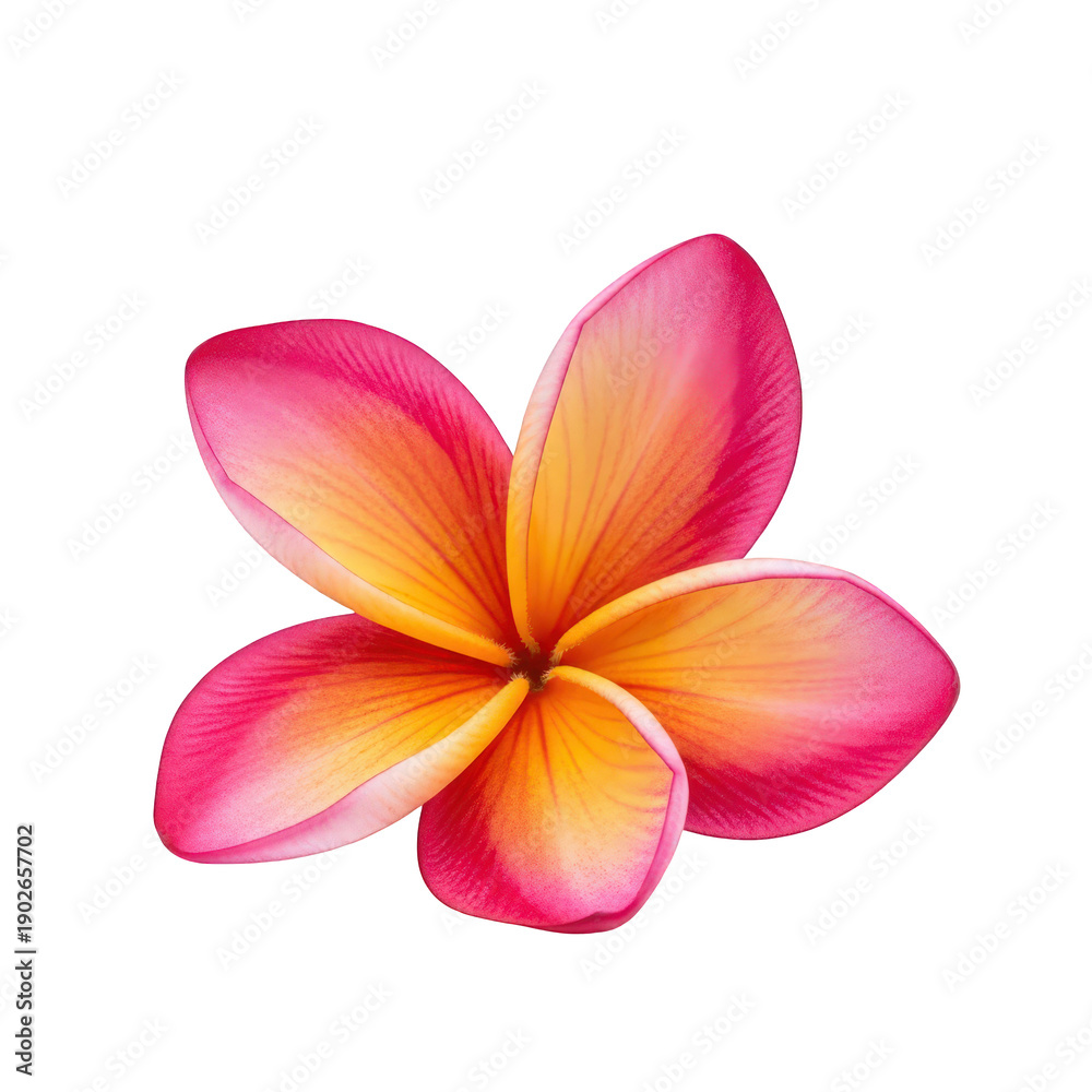 Fototapeta premium Vibrant pink and orange plumeria flower isolated on transparent background