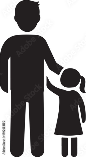 A silhouette of an adult and a child holding hands, representing guardianship and care.