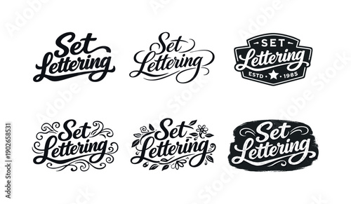 Diverse Lettering Showcase. Handcrafted process lettering. Set lettering. harmonious lettering variations of the same emblematic concept, each with different