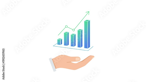 Hand Presenting Business Performance Chart, Showcasing Financial Growth, Market Analysis, and Strategic Development for Corporate Success