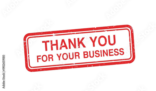 Red rubber stamp with thank you for your business text
